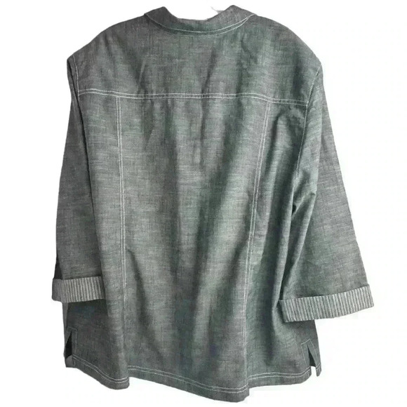 Alfred Dunner Women's Plus Size 24W Gray Jacket w/ Pockets & Roll-Up Sleeves - Picture 2 of 13